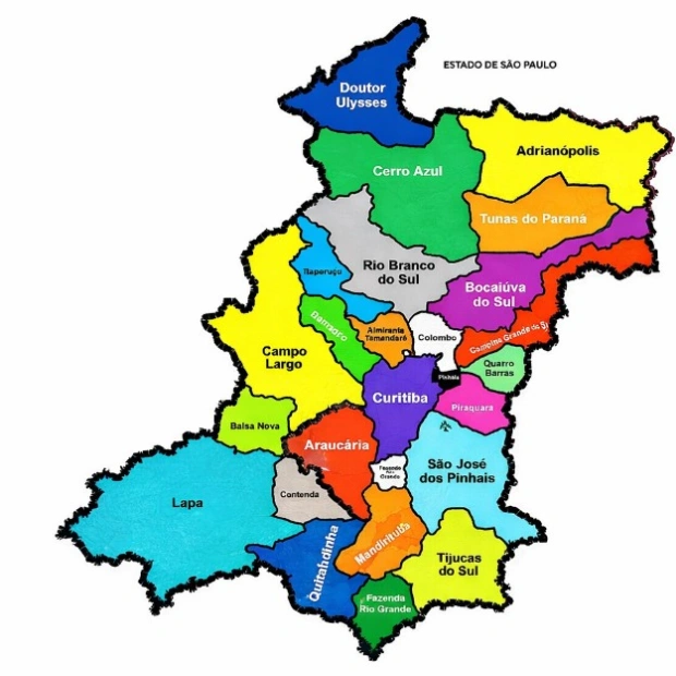 Mapa ilustrativo da área de atendimento regional do rodízio de pizza em domicílio